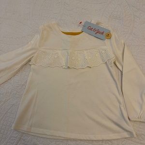 Cat and Jack Long Sleeve Top Eyelet Ruffle 3T  NWT